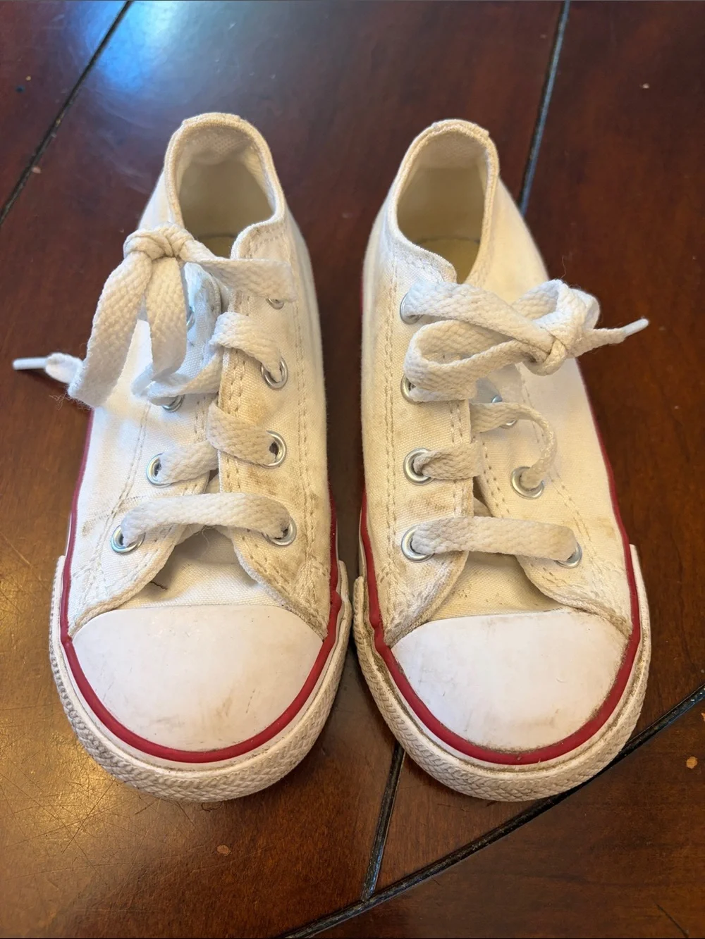 Converse Kids White Canvas Low-Top Sneakers with Red Trim